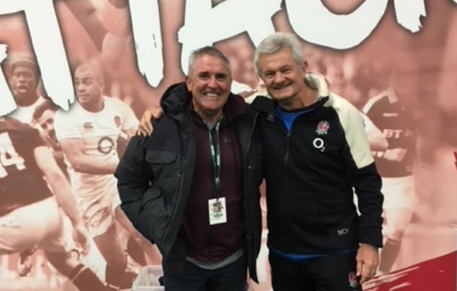 webarticlefaganukp4.jpg England Rugby's Coach Development Manager, Neil Craig with Chris Fagan. - Brisbane Lions